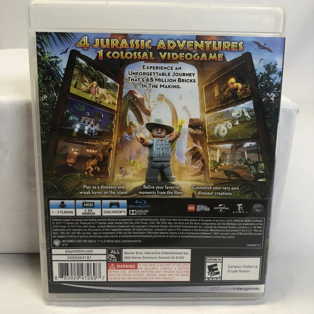 LEGO Jurassic World Sony‎ PlayStation 3 PS3 Complete Game With Manual Disc
